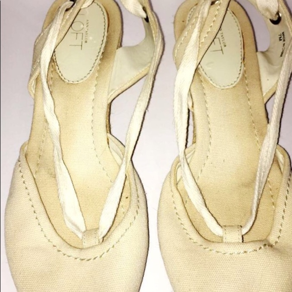 Ann Taylor Loft lace up semi wedge heels